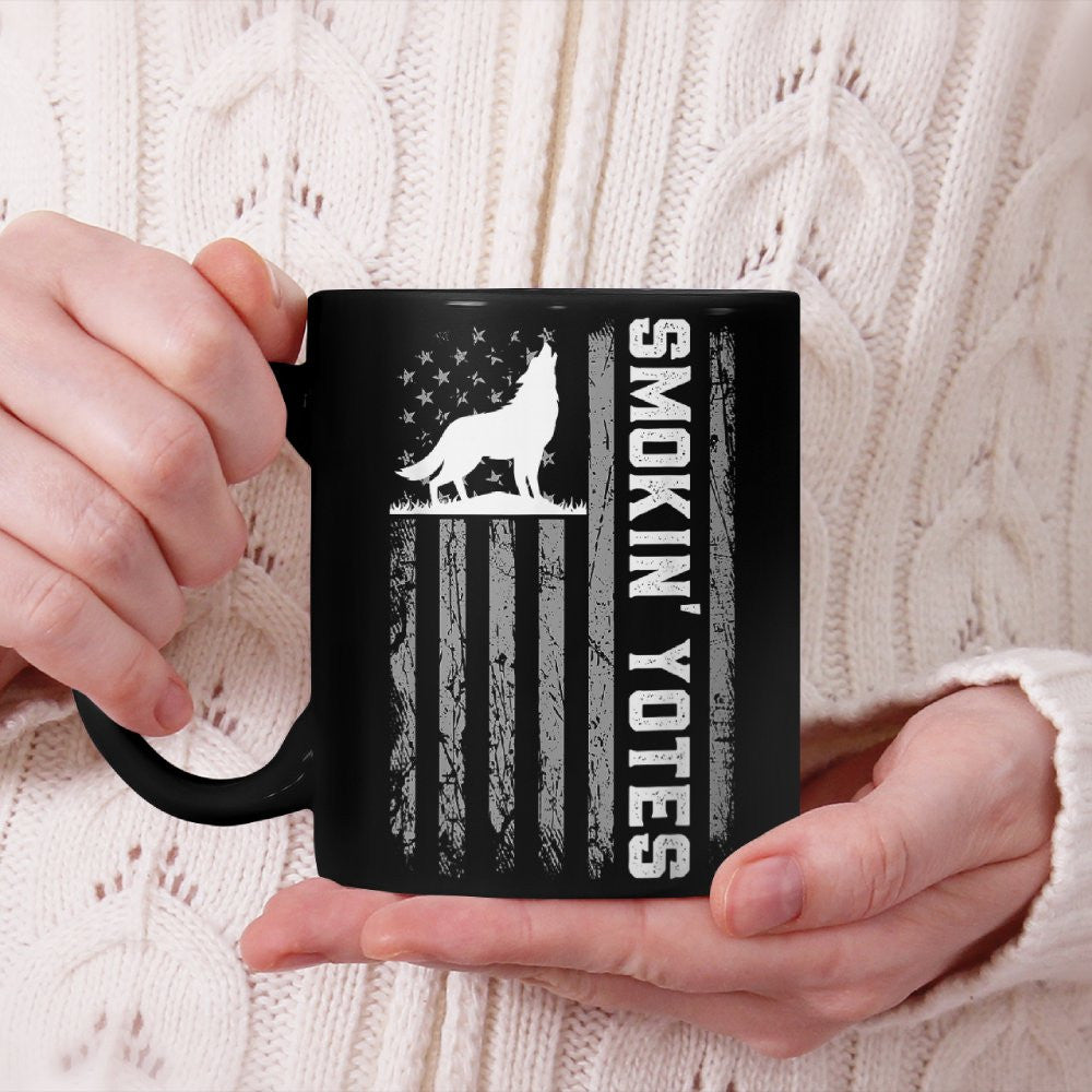 Smokin' Yotes USA Flag Coyote Hunting Patriotic Mug