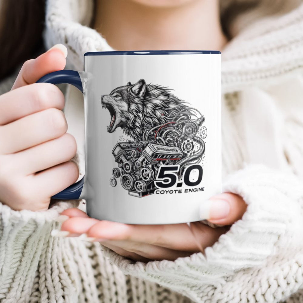 5.0 Coyote Distressed Enthusiast for Men Women Squad Accent Mug