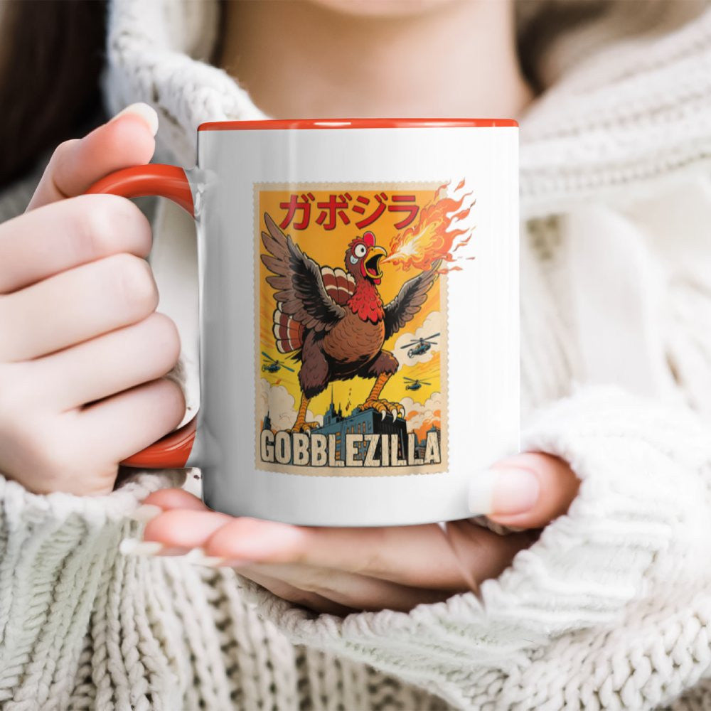 Gobblezilla Thanksgiving Turkey Gobble Japanese Anime Autumn Accent Mug