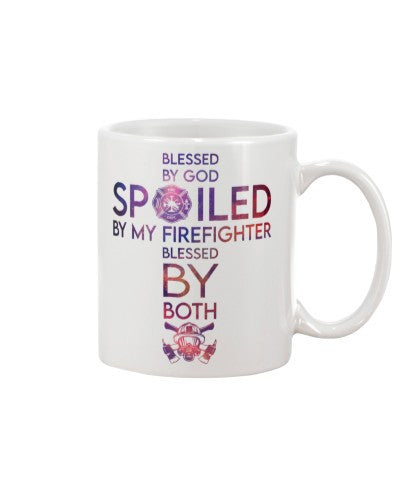 Husband mug spoiled firefighter blessed ntmn