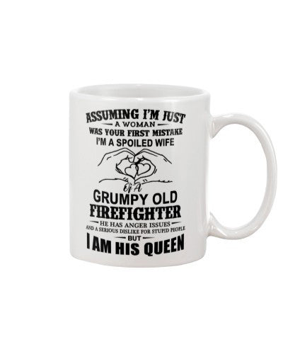 Husband mug assuming wife grumpy firefighter ngvt
