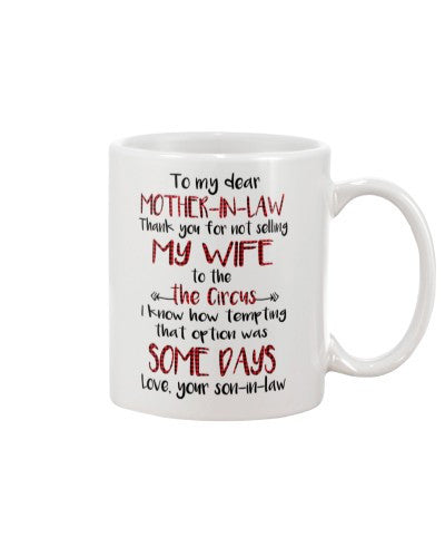 Son In Law mug mother inlaw thank son inlaw dbuc trth