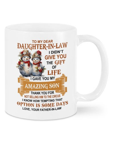Daughter In Law Mug- mug snowman daughteril fatheril deub htteh