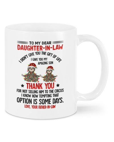 Daughter In Law Mug- mug xmas sloth daughteril fatheril deua htteh