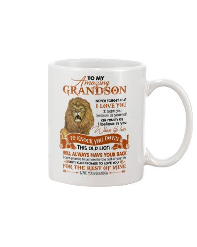 Grandson Mug- grandson grandpa old lion ngvt
