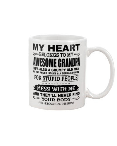 Grandson Mug- myheart grandpa crazy htte