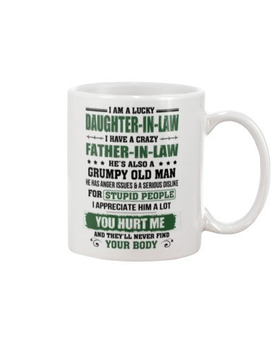 Daughter In Law Mug- lucky daughteril oldman fatheril dkud ntmn