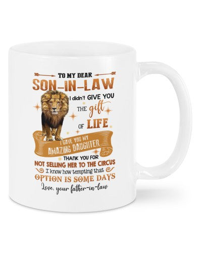 Son In Law Mug- mug sonil life fatheril deub htteh