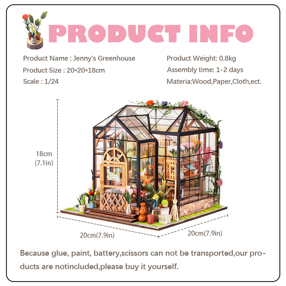 Jenny's Greenhouse | CUTEBEE 1: 24 DIY Dollhouse Kit