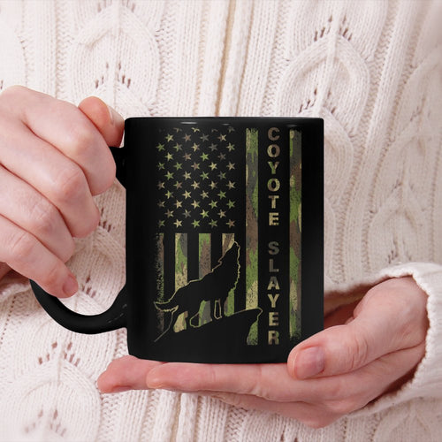 Hunter Camo American Flag Coyote Slayer Hunting Lovers Beverage Mug