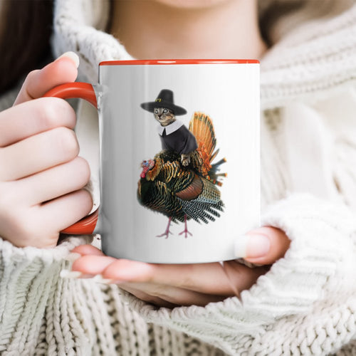 Thanksgiving Cat Pilgrim Costume Thanksgiving Turkey Gift Accent Mug