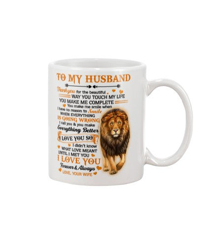 Husband mug-mug lion husband smile wife htte