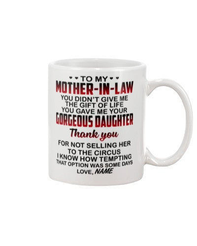 Son In Law mug mother inlaw daughter thank ddue ngvtt