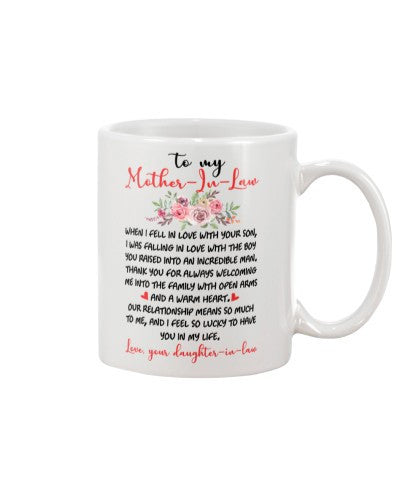 Daughter In Law mug mother inlaw warm heart daughter lchv