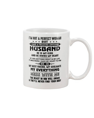 Wife mug not ferfect woman husband soulmate ntmn