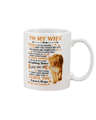 Wife mug-mug lion wife smile husband htte