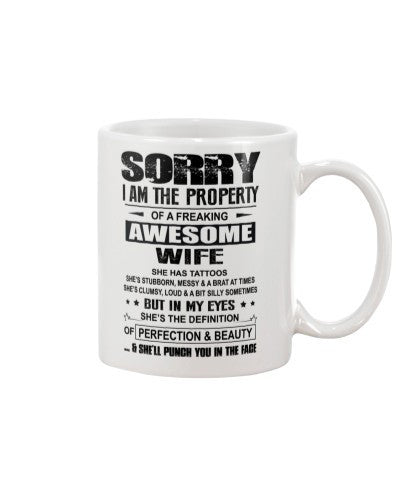 Husband mug sorry wife tattoos property punchu htte