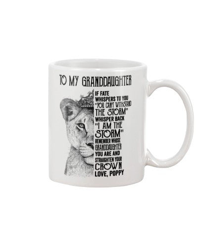 Granddaughter Mug- granddau crown poppy ddud ngnh