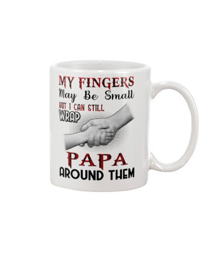 Grandson Mug- fingers wrap papa dfue htte