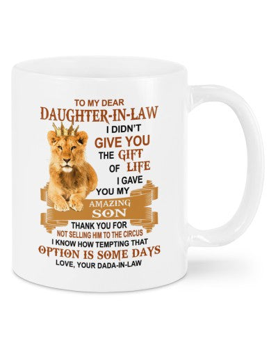 Daughter In Law Mug- mug daughteril days dadail daub htte
