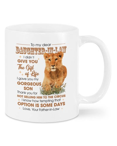 Daughter In Law Mug- mug daughteril option fatheril deub htteh