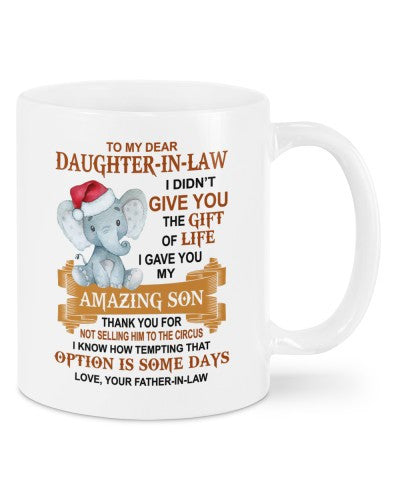 Daughter In Law Mug- mug xmas daughteril elephant fatheril daub htte