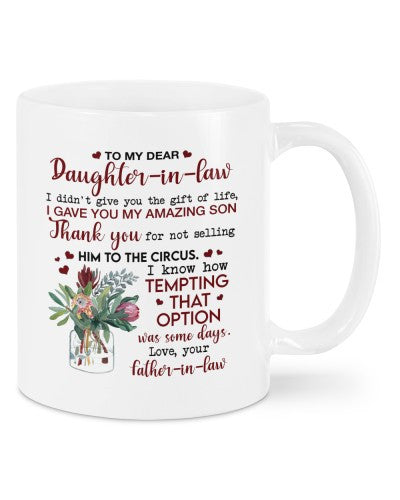 Daughter In Law Mug- mug daughteril option fatheril djud htte
